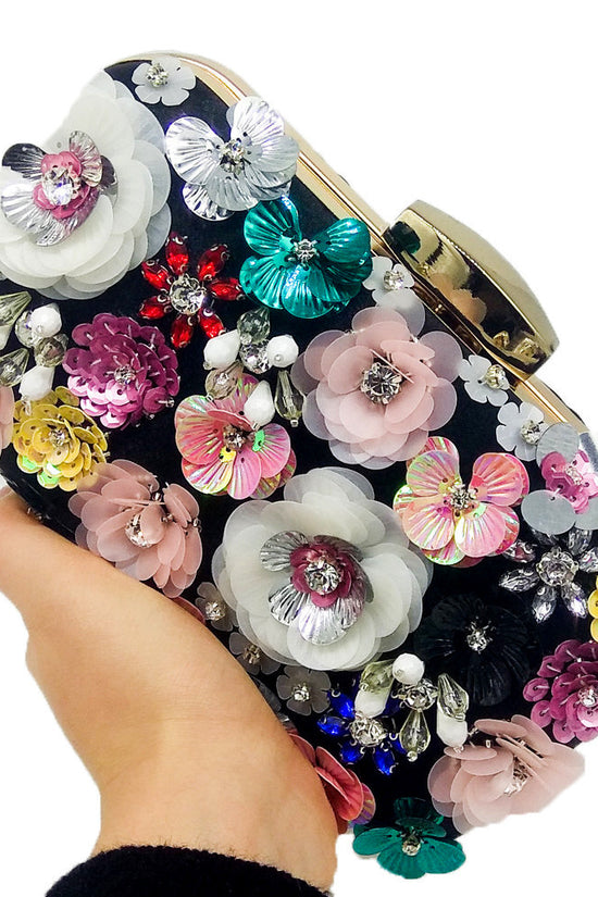Flower Beaded Banquet Bag Party Clutch - Dana Fashion