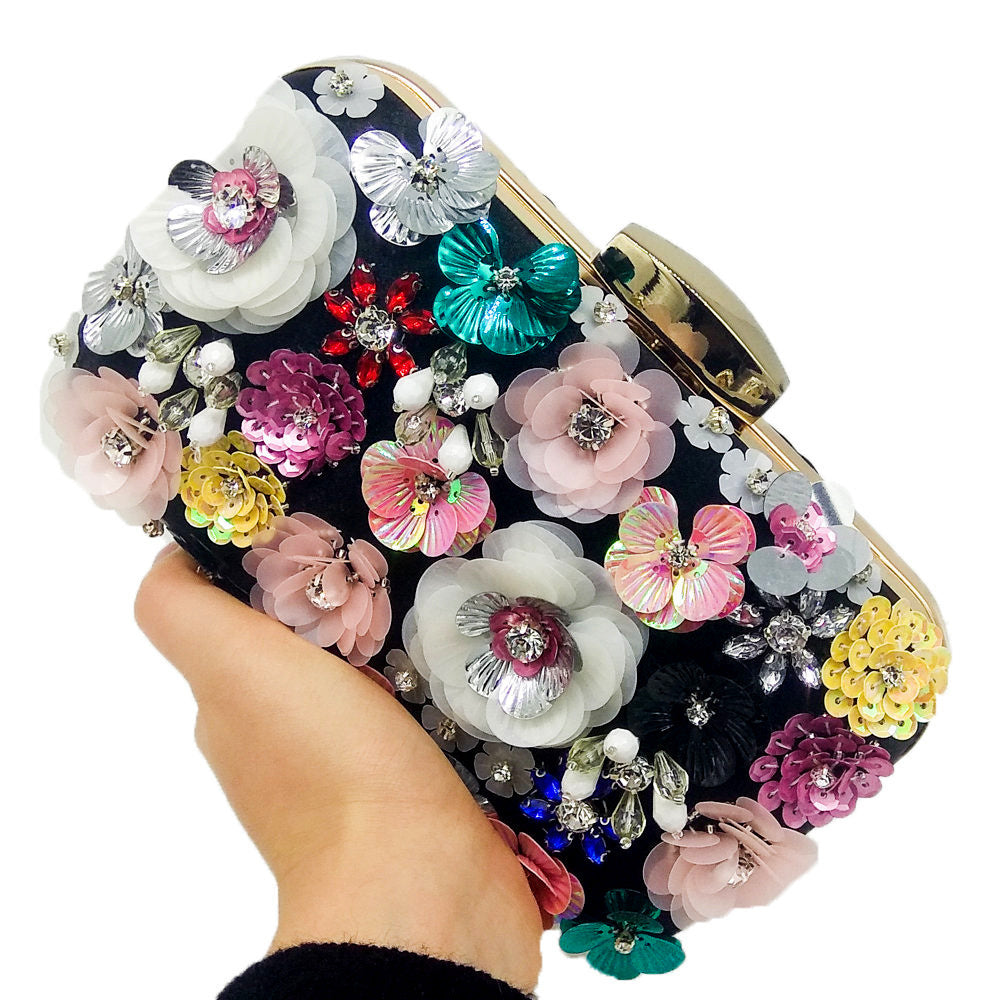 Flower Beaded Banquet Bag Party Clutch - Dana Fashion