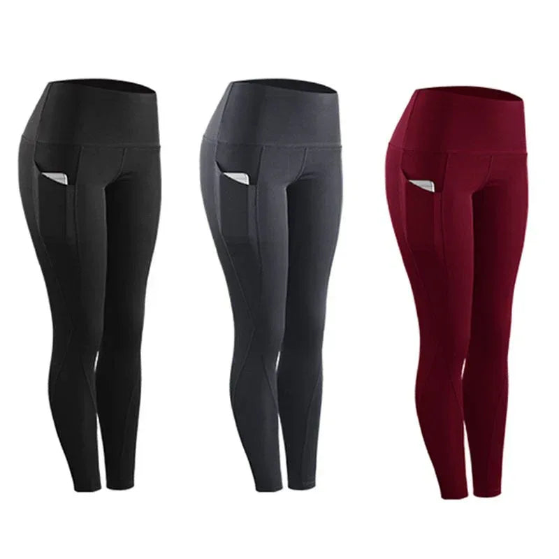 Women Compression Skinny Fitness Leggings Women Stretch Sportswear Casual Leggings Pants with Pocket - DanaFashionstore