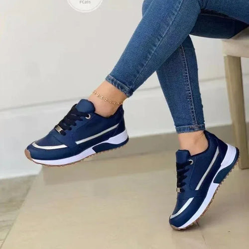 Casual Lace-up Flat Shoes Women Shallow Round Toe Sports Walking Sneakers - DanaFashionstore