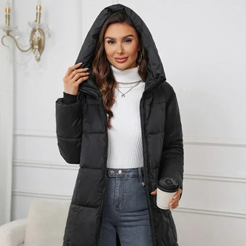 Women's Design Hooded Mid-Length Thickened Coat 2026 - Winter Jacket - DanaFashionstore