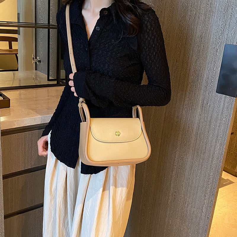Retro Crossbody Contrast Color Saddle Shoulder Small Square Bag - Dana Fashion