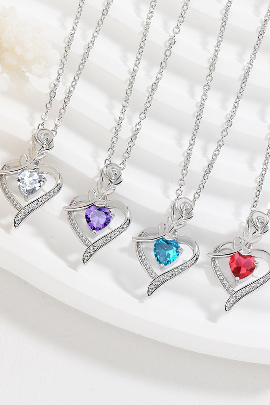 Rose Heart-shaped Necklace With Rhinestones Fashion Everlasting Flower Love Necklace For Women Valentine's Day Gift