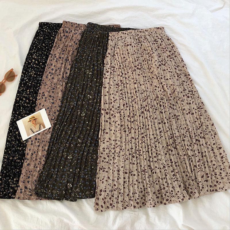 Fashionable Sweet All-match Floral Embossed High Waist Slim Mid-length A-line Skirt - DanaFashionstore