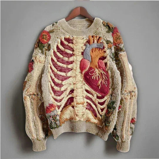 Womens 3D Digital Print Crew-Neck Loose Sweater - DanaFashionstore