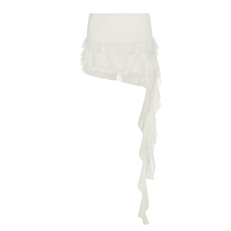 Low Waist All-match Ribbon Irregular Tulle Skirt - Dana Fashion