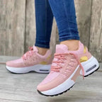 Women's Fly Wedge Wedge Round Toe Lace Up Mesh Large Size Casual Sneakers - DanaFashionstore