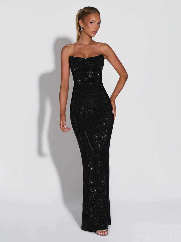 Slim-fit Sleeveless Sequin Maxi Evening Gown
