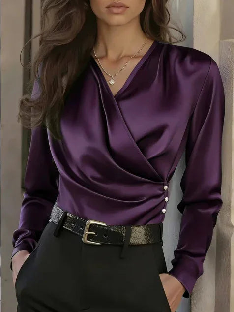 French Light Luxury V-neck Slim Fit Ins Style Versatile Shirt - DanaFashionstore