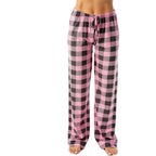 Drawstring Plaid Print Trousers Casual Loose Sports Home Pants Women - DanaFashionstore