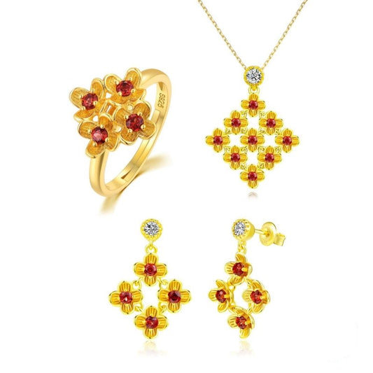 925 Pure Silver Jewelry Natural Garnet Flower $33.99 Dana Fashion Color: Earrings Women's Accessories Product information Style: Europe and America Material: Silver Processing technology: inlaid with gem Style: Women Suit combination: Earrings + necklaces