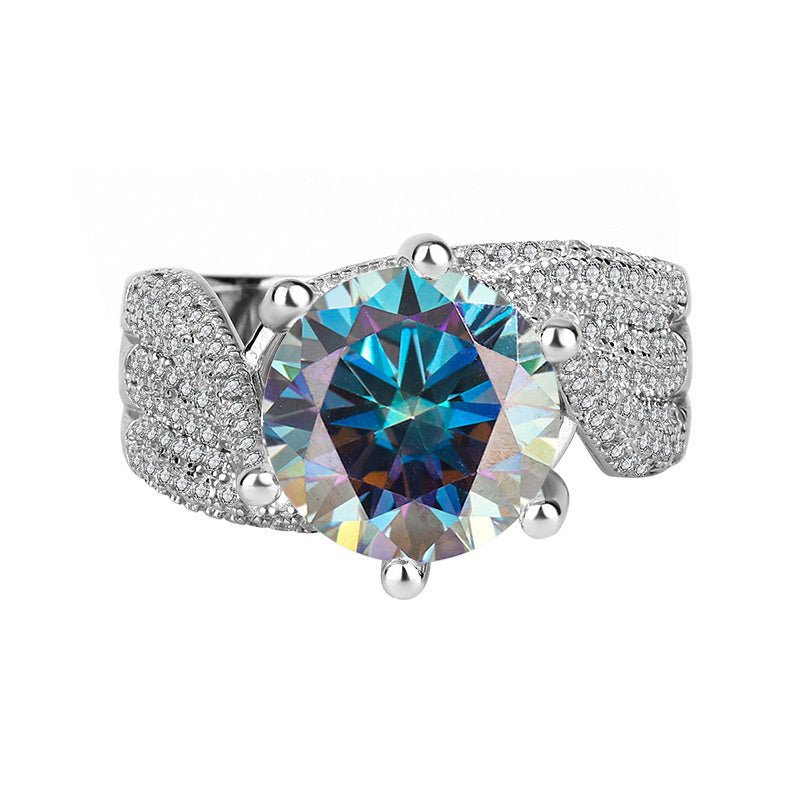 925 Sterling Silver Moissanite Diamond Ring $89.99 Dana Fashion Style: 3 Karat Colorful Blue Size: Port 17 Yards Women's Accessories Product information: Product information: Treatment Process: Diamond Color: d-e/extremely white, white gold Size: Port 17