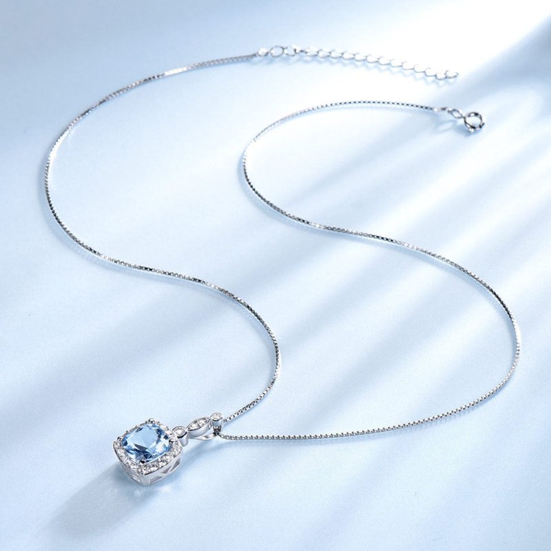 925 Sterling Silver Necklace Sky Blue Topaz Four-Piece Set $119.00 Dana Fashion style: 4pcs set Women's Accessories Material information: Material: Silver Packing list: Four-piece suit*1 Size Information:
