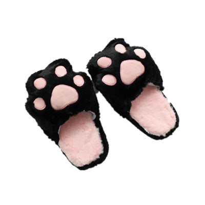 Imitation rabbit fur and cat's paw slippers