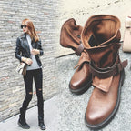 Round toe buckle with square heel - DanaFashionstore