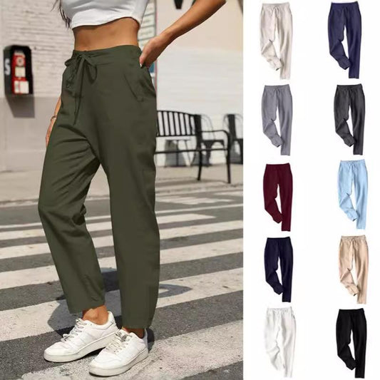 New Casual Linen Drawstring Pants For Women - Comfortable & Stylish - Dana Fashion