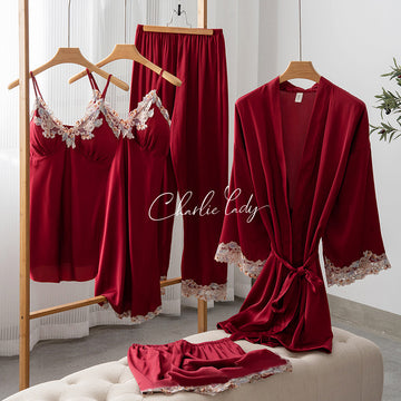 Wine Red Colorful Lace