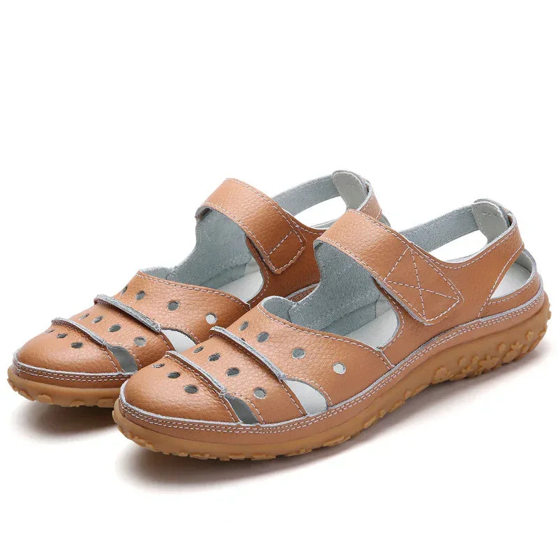 Hollow hole shoes leather mom shoes - DanaFashionstore