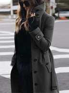 Autumn Winter New Woolen Coat Women's Slim Fit Cardigan Large Coat Women Long Sleeve Single Breasted Stand Collar Woolen Coat - DanaFashionstore