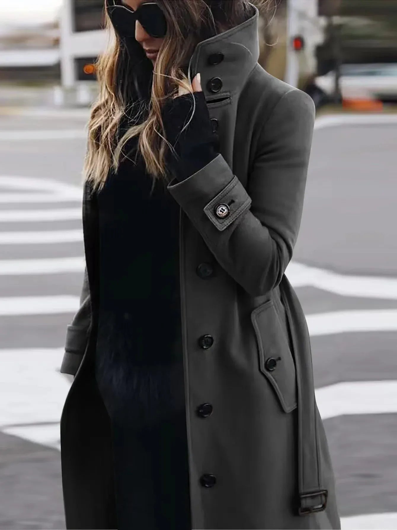 Autumn Winter New Woolen Coat Women's Slim Fit Cardigan Large Coat Women Long Sleeve Single Breasted Stand Collar Woolen Coat - DanaFashionstore