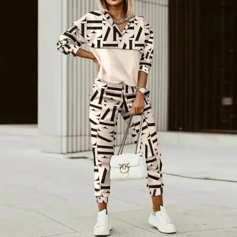Women's Printed Long Sleeve Street Slim Fit Fashion Casual Suit - DanaFashionstore