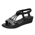 Casual Wedges Sandals With Rhinestone Summer Plus-size Peep-toe Roman Shoes - DanaFashionstore