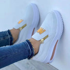 Large Size Sports Shoes Flat Solid Color Women's Casual Sneakers - DanaFashionstore