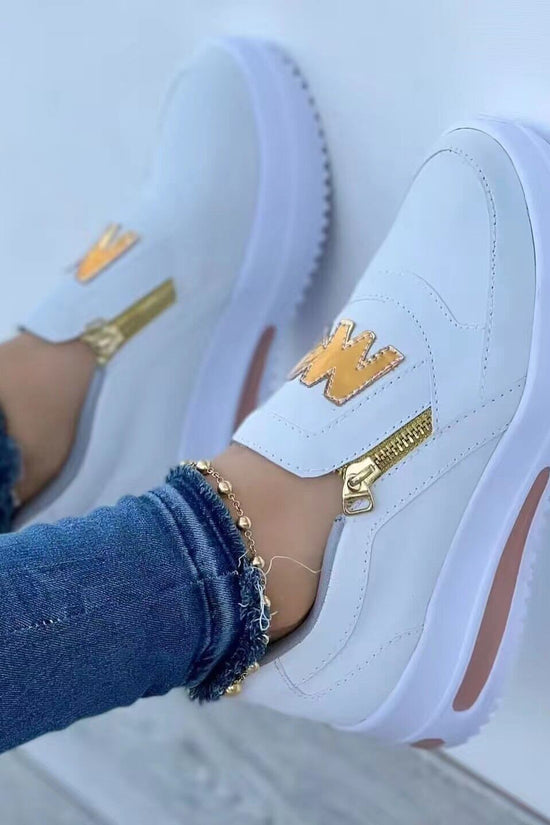 Large Size Sports Shoes Flat Solid Color Women's Casual Sneakers