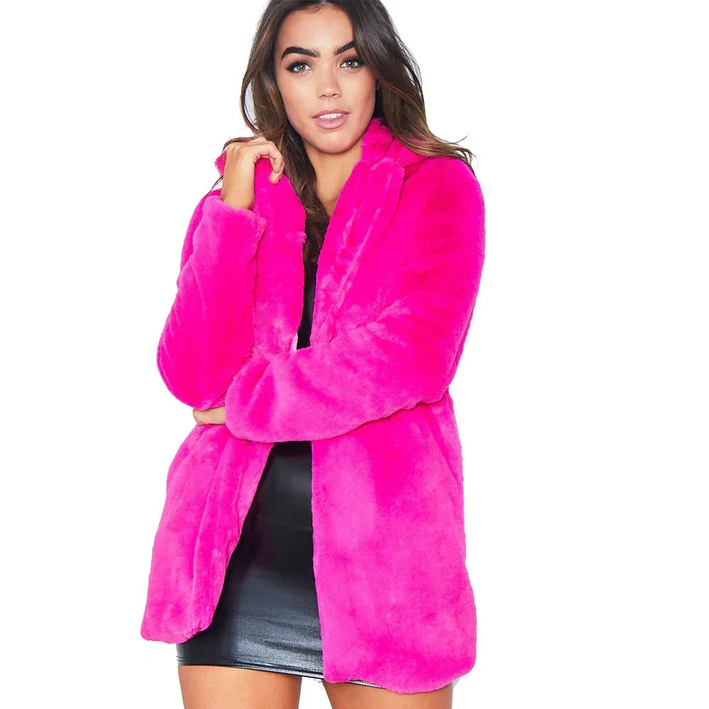 Faux Fur Coat Women 2025 - Long Sleeve Warm Plus Size Winter Jacket - DanaFashionstore