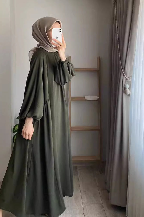 New Muslim Women's Wear Solid Color Elegant Fashion Loose Pullover Dress