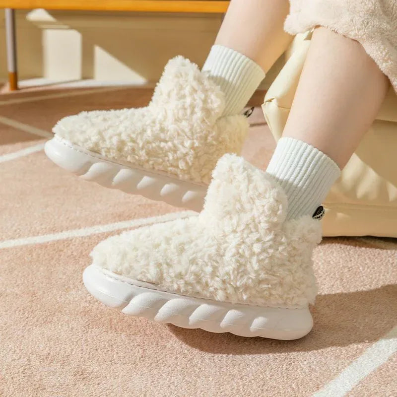 Winter Package Heeled Waterproof Home Indoor And Outdoor Wear Cute High Helper Cotton Slippers - DanaFashionstore
