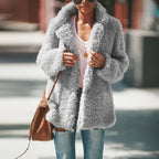 Lapel Fluffy Faux Fur Jacket 2026 - Long Sleeve Furry Overcoat - DanaFashionstore