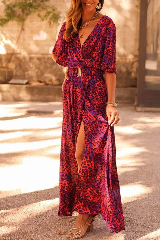 Women's Graceful And Fashionable Slimming Printed Cinched Mid-length Dress