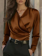 French Light Luxury V-neck Slim Fit Ins Style Versatile Shirt - DanaFashionstore