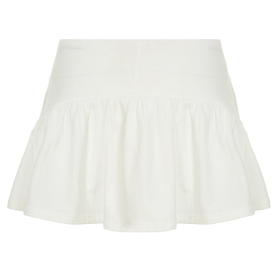 Solid Color And V-neck Hollow Out Strap Short Exercise Skirt Suit