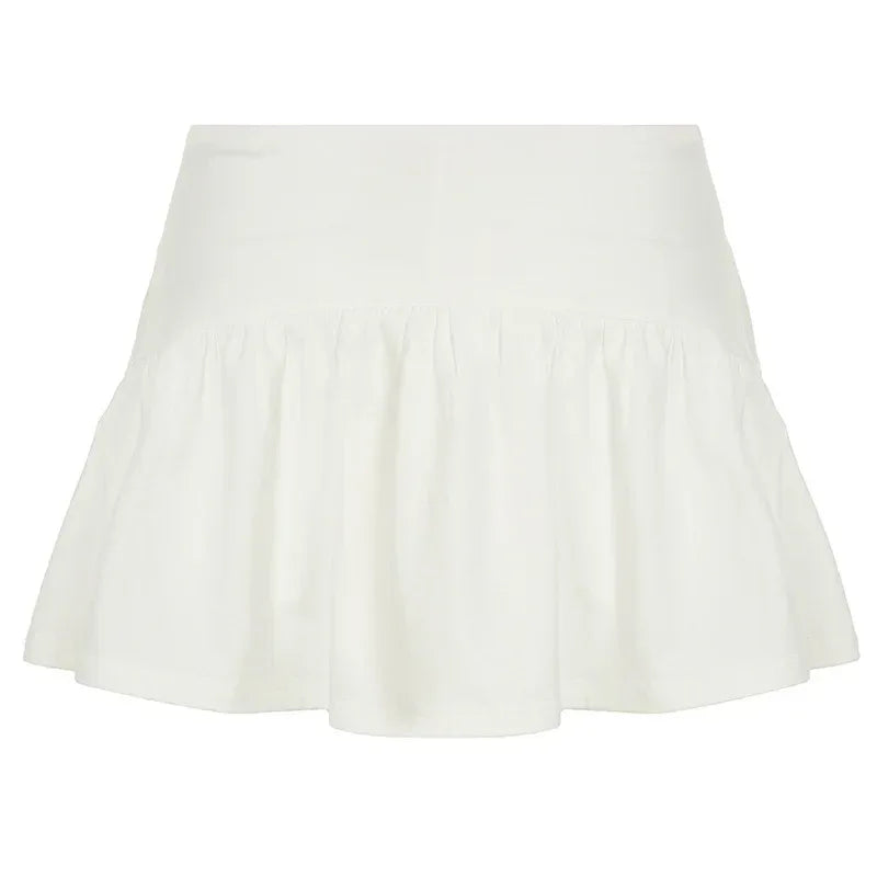 Solid Color And V-neck Hollow Out Strap Short Exercise Skirt Suit - DanaFashionstore