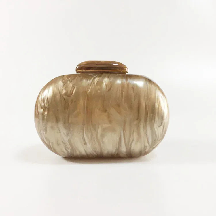 Women's Oval Acrylic Solid Color Pearly Evening Bag - DanaFashionstore