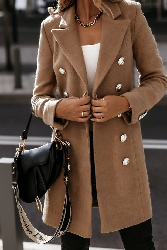 Long-sleeved Suit Collar Double-breasted Coat Coat Women