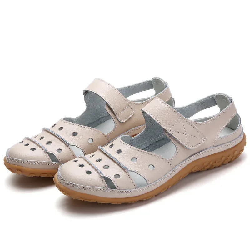 Hollow hole shoes leather mom shoes - DanaFashionstore