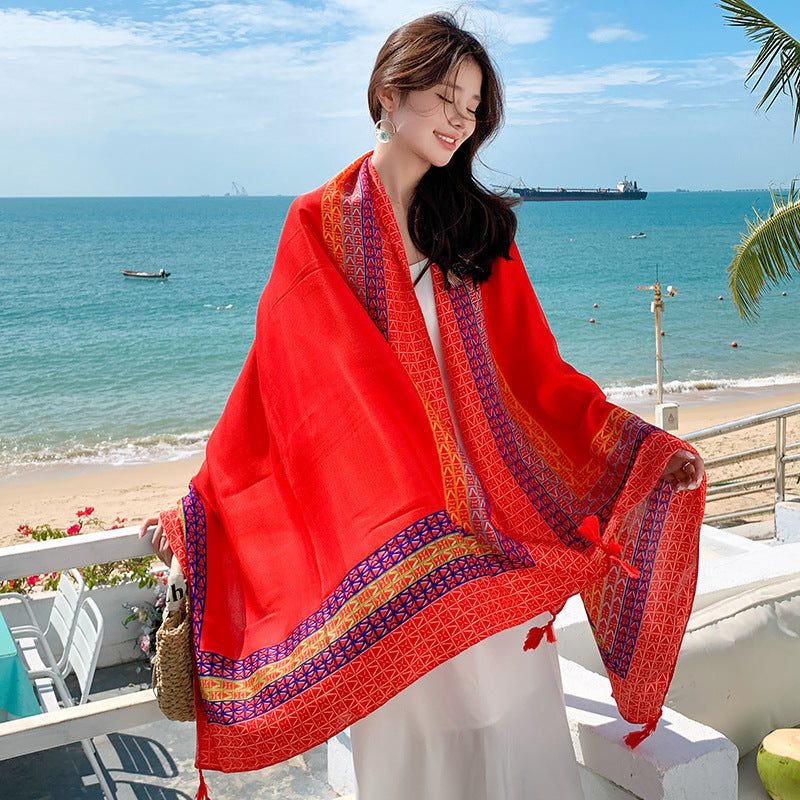 Sun-proof All-matching Shawl Beach Travel Dual-use Outdoor Beach Towel
