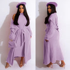 Autumn And Winter Elegant Dress Long Cardigan Velvet Two-piece Suit - DanaFashionstore