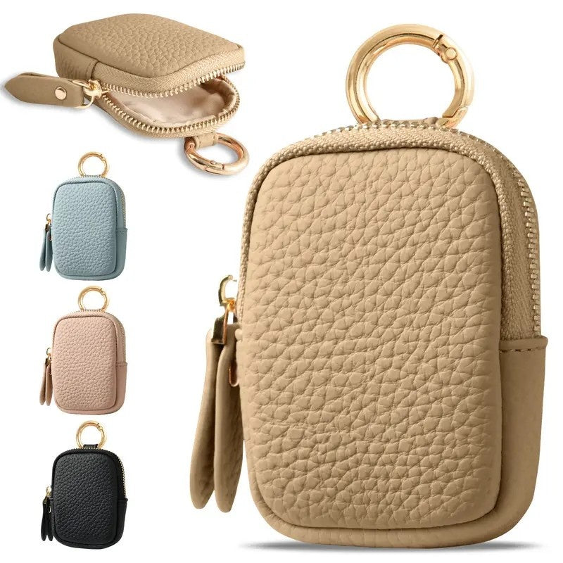 Leather Coin Purse, Small Change Purse Keychain Wallet For Women, Mini Coin Pouch With Zipper - Dana Fashion