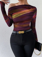 Print Long Sleeve T-Shirt Graphic Tees Women Tops - DanaFashionstore