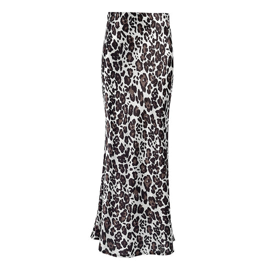Women's French Leopard Print Versatile High Waisted Skirt