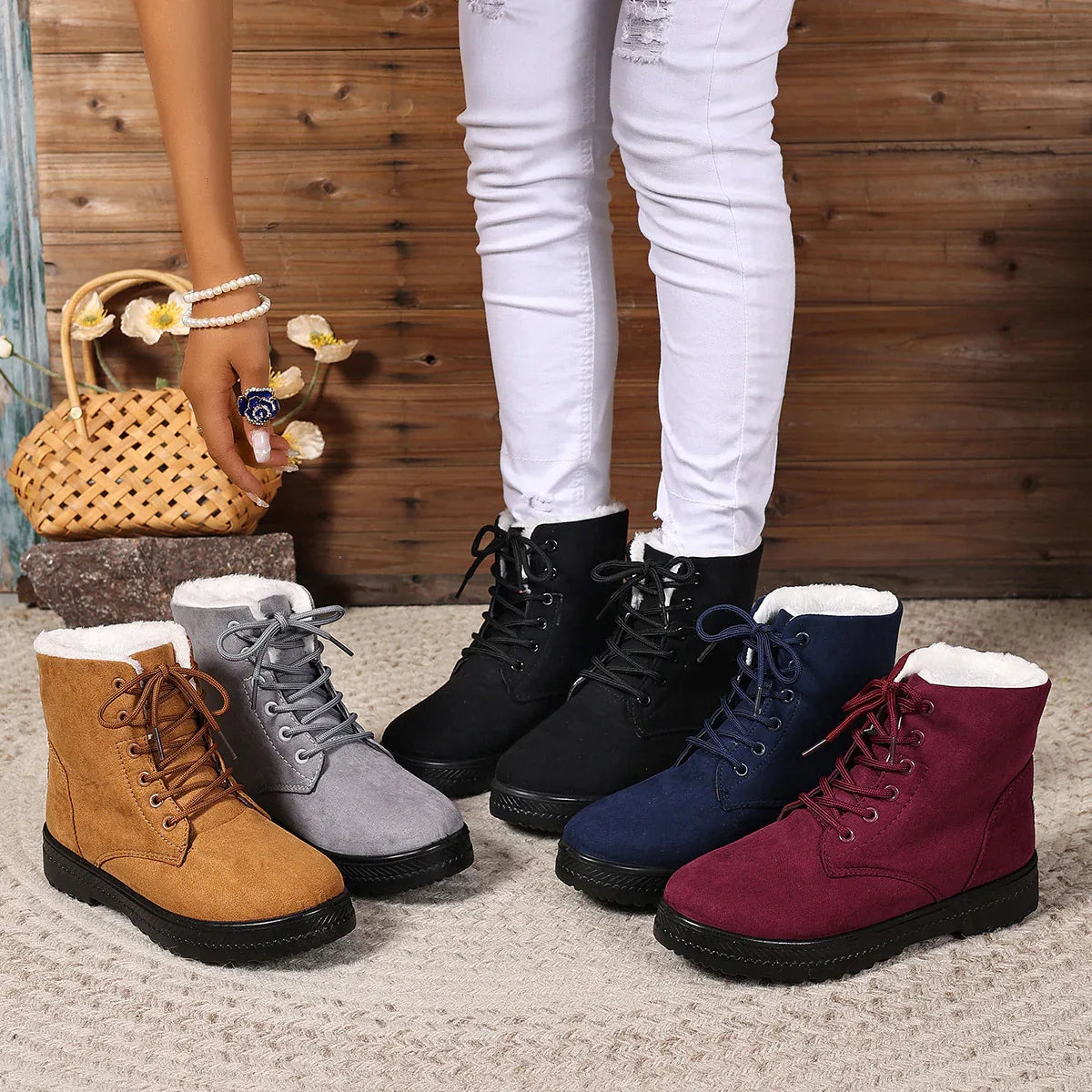 Women's Fashionable Waterproof High-top Cotton-padded Snow Boots - DanaFashionstore
