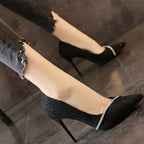 Spring And Autumn All-match French Girl Pointed Rhinestone Stiletto Banquet High Heels - DanaFashionstore