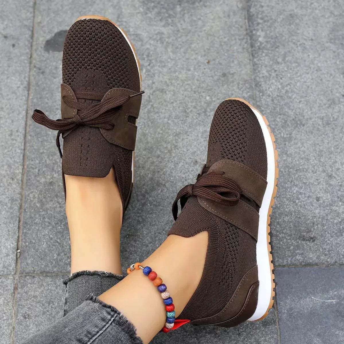 Women's Comfortable Fly Woven Mesh Lace-up Casual Shoes - DanaFashionstore