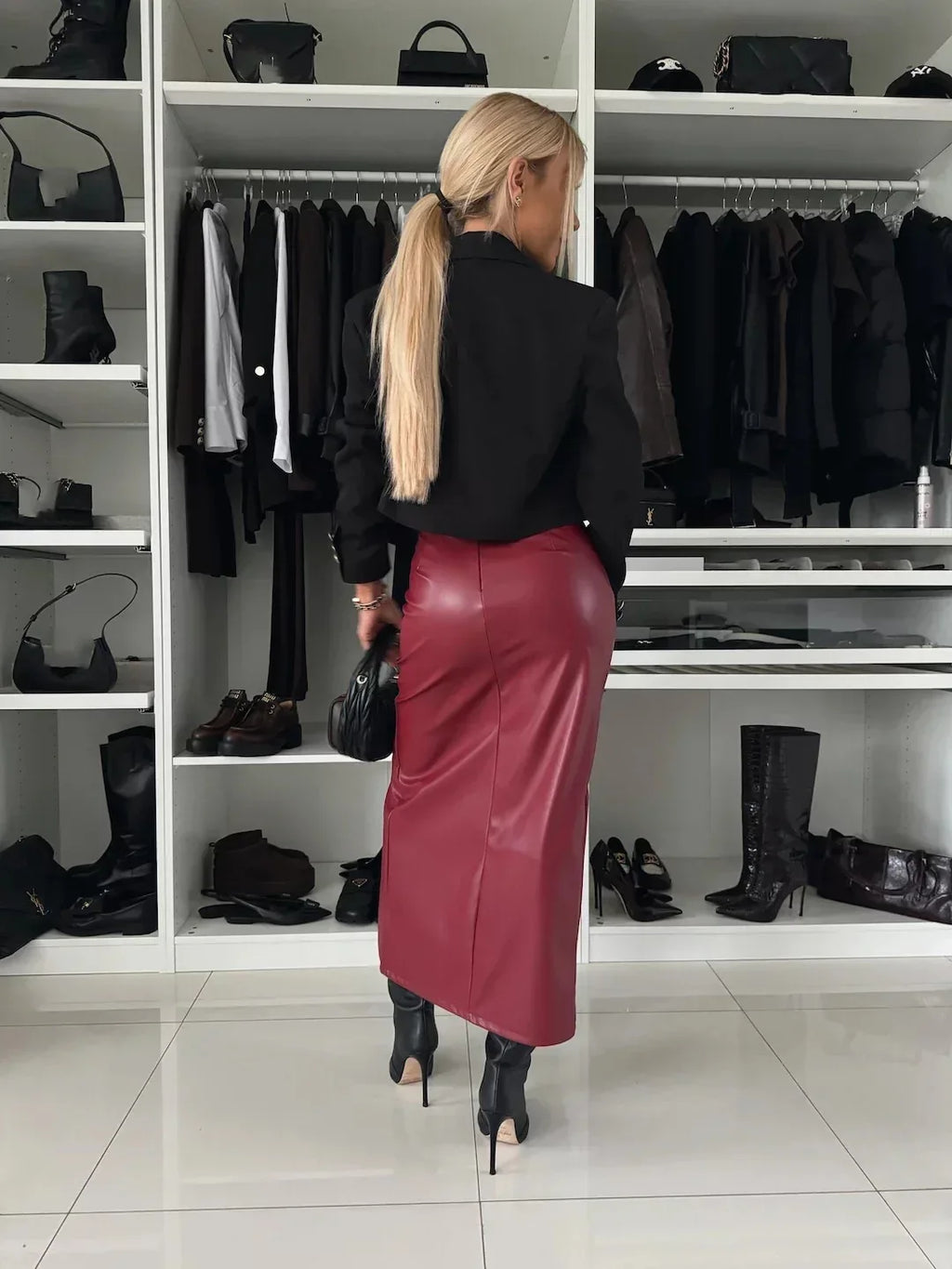 Sexy High Waist Split Leather Skirt - DanaFashionstore