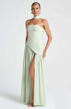 Fashion Sexy Backless Tube Top Pure Color Split Dress - DanaFashionstore