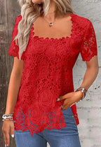 Rose Lace T-shirt Top For Women - DanaFashionstore